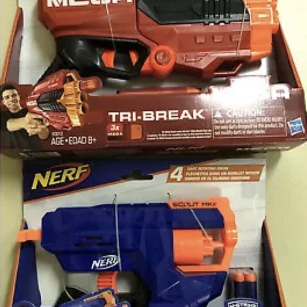 Nerf N-Strike Mega Tri-Break Toy Blaster Scout MKll Toy Dart Gun Kids Gift Lot